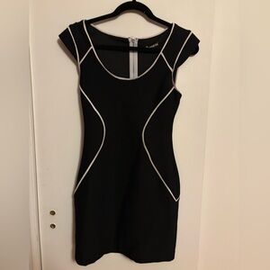 Express Black Dress with White Contrast Trim Accents